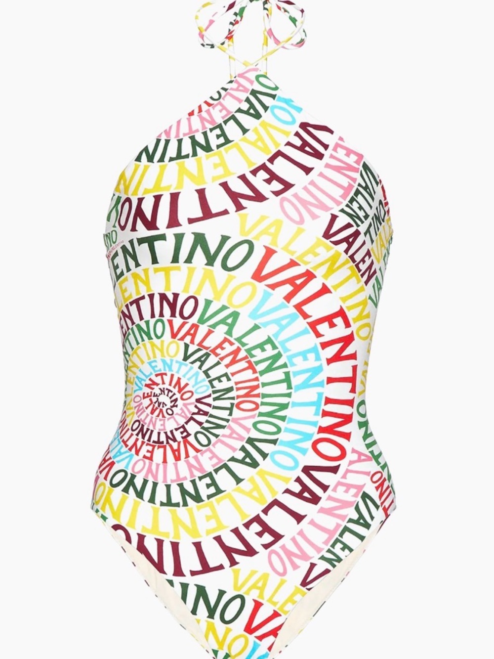 Valentino Multicolor Logo Halter One-Piece Swimsuit